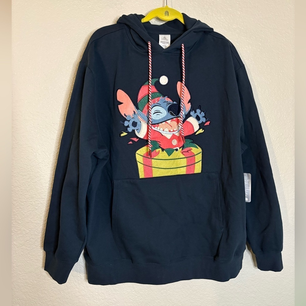 NEW 2024 Disney Parks Christmas Stitch Pullover Hoodie Adult Size XL